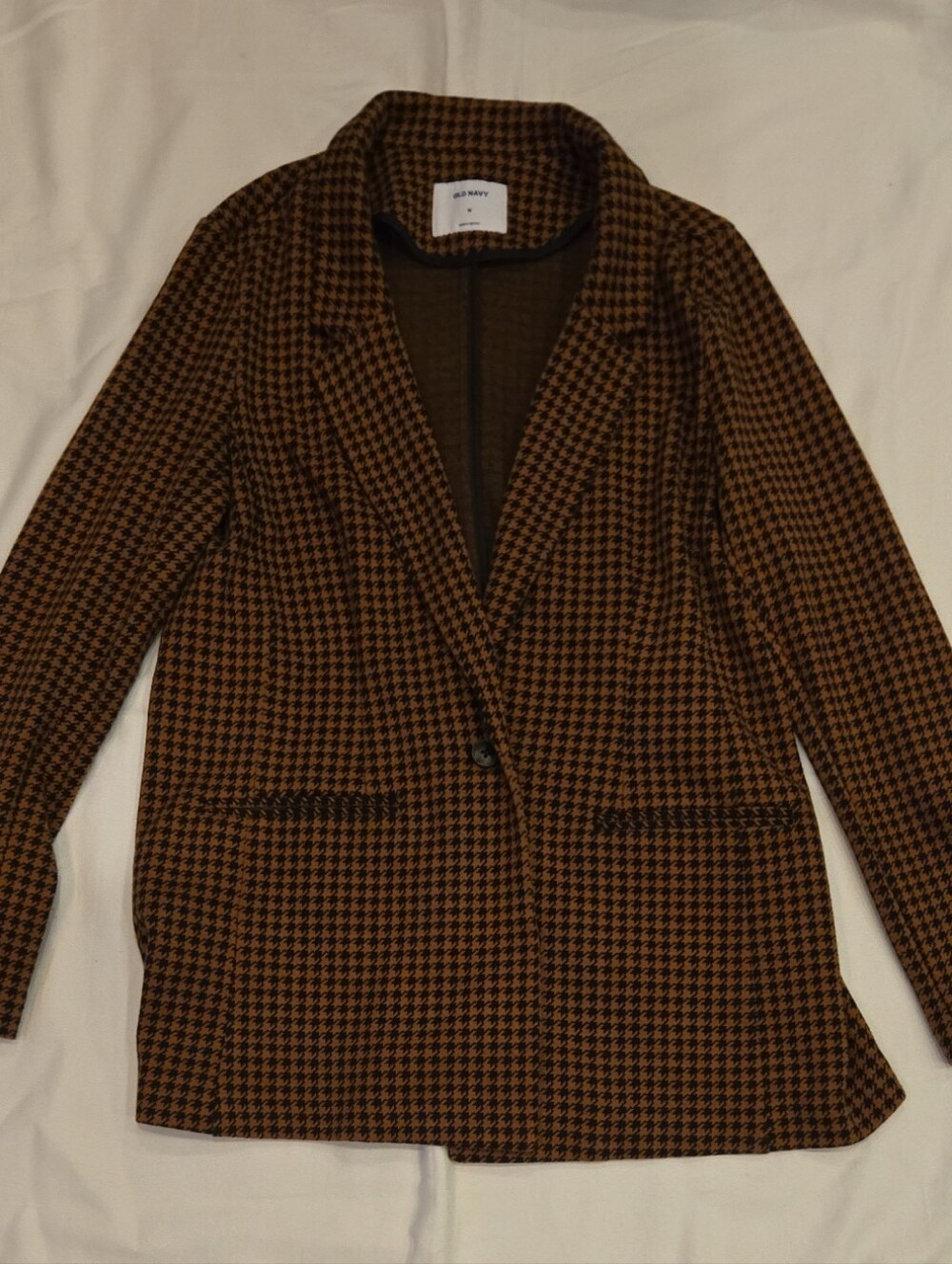Old Navy Brown Houndstooth Single-Button Blazer